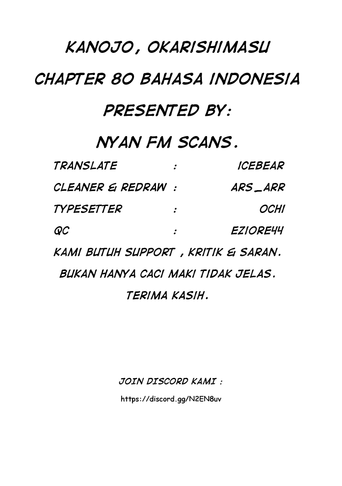 Kanojo, Okarishimasu Chapter 80
